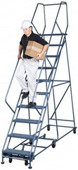 Gillis - 10.83' High 300 Lb Capacity 10 Step Rolling Ladder - Industrial Tool & Supply