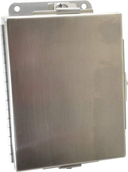 Cooper B-Line - Stainless Steel Standard Enclosure Hinge Flat Cover - NEMA 4, 12, 13, 3RX, 4X, 6" Wide x 8" High x 4" Deep, Corrosion Resistant, Dust-tight, Rainproof & Watertight - Industrial Tool & Supply