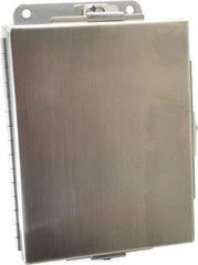Cooper B-Line - Stainless Steel Standard Enclosure Hinge Flat Cover - NEMA 4, 12, 13, 3RX, 4X, 6" Wide x 8" High x 4" Deep, Corrosion Resistant, Dust-tight, Rainproof & Watertight - Industrial Tool & Supply