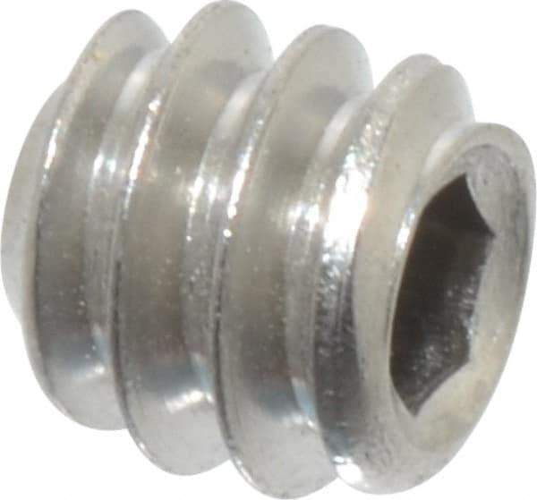 Value Collection - #6-32 UNC, 1/8" OAL, Flat Point Set Screw - Grade Austenitic A2 Stainless Steel, 1/16" Key - Industrial Tool & Supply