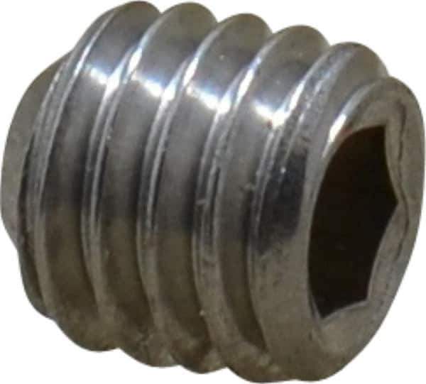 Value Collection - #10-32 UNF, 3/16" OAL, Flat Point Set Screw - Grade Austenitic A2 Stainless Steel, 3/32" Key - Industrial Tool & Supply