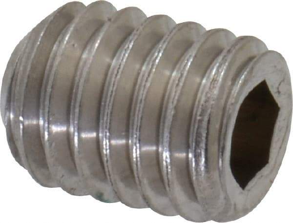 Value Collection - #10-32 UNF, 1/4" OAL, Flat Point Set Screw - Grade Austenitic A2 Stainless Steel, 3/32" Key - Industrial Tool & Supply