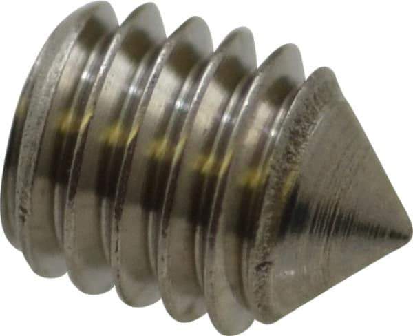 Value Collection - #10-32 UNF, 1/4" OAL, Cone Point Set Screw - Grade Austenitic A2 Stainless Steel, 3/32" Key - Industrial Tool & Supply
