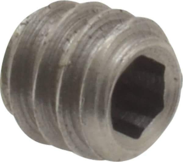 Value Collection - 1/4-20 UNC, 1/4" OAL, Oval Point Set Screw - Grade Austenitic A2 Stainless Steel, 1/8" Key - Industrial Tool & Supply