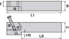 Kennametal - KGMS, Left Hand, Indexable Grooving Tool Holder - 25.4mm Shank Height, 25.4mm Shank Width, 139.9mm OAL - Industrial Tool & Supply