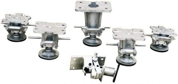 Vestil - 7-3/4" Mounting Height, Floor Lock for 6" Diam Caster Wheels - 1" Retracted Clearance, 4-1/2" x 6" Top Plate Size, 2-7/16" x 4-5/16" Bolt Hole Spacing - Industrial Tool & Supply