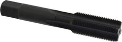 OSG - 3/4-16 UNF 2B 4 Flute Nitride/Oxide Finish High Speed Steel Straight Flute Standard Hand Tap - Bottoming, Right Hand Thread, 4-1/4" OAL, 2" Thread Length, H5 Limit, Oversize - Exact Industrial Supply