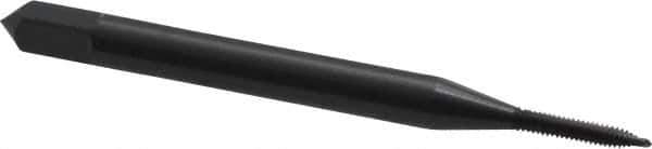 OSG - #0-80 UNF, 2 Flute, Oxide Finish, High Speed Steel Spiral Point Tap - Plug Chamfer, Right Hand Thread, 1-5/8" OAL, 5/16" Thread Length, 0.141" Shank Diam, 2B Class of Fit, Series 105 - Exact Industrial Supply