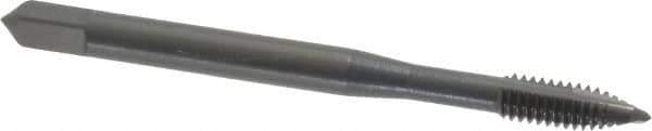 OSG - #8-32 UNC, 2 Flute, Oxide Finish, High Speed Steel Spiral Point Tap - Plug Chamfer, Right Hand Thread, 2-1/8" OAL, 3/4" Thread Length, 0.168" Shank Diam, Series 105 - Exact Industrial Supply