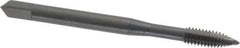 OSG - #8-32 UNC, 2 Flute, Oxide Finish, High Speed Steel Spiral Point Tap - Plug Chamfer, Right Hand Thread, 2-1/8" OAL, 3/4" Thread Length, 0.168" Shank Diam, Series 105 - Exact Industrial Supply
