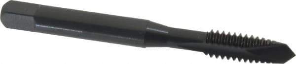 OSG - 1/4-20 UNC, 2 Flute, Oxide Finish, High Speed Steel Spiral Point Tap - Plug Chamfer, Right Hand Thread, 2-1/2" OAL, 1" Thread Length, 0.255" Shank Diam, Series 105 - Exact Industrial Supply