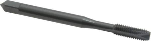 OSG - #10-32 UNF, 2 Flute, Oxide Finish, High Speed Steel Spiral Point Tap - Bottoming Chamfer, Right Hand Thread, 2-3/8" OAL, 7/8" Thread Length, 0.194" Shank Diam, 2B Class of Fit, Series 105B - Exact Industrial Supply