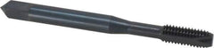 OSG - #12-28 UNF, 2 Flute, Oxide Finish, High Speed Steel Spiral Point Tap - Bottoming Chamfer, Right Hand Thread, 2-3/8" OAL, 15/16" Thread Length, 0.22" Shank Diam, 2B/3B Class of Fit, Series 105B - Exact Industrial Supply
