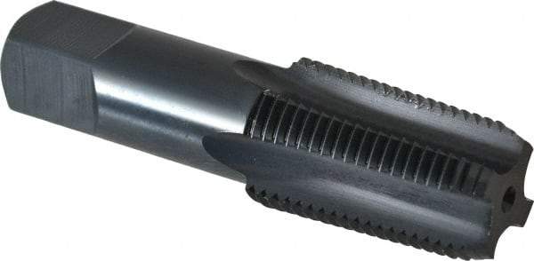 OSG - 1/2-14 NPTF Thread, 4 Flute Standard Pipe Tap - 3-1/8" OAL, 1-3/8" Thread Length, 11/16" Shank Diam, Oxide Finish, High Speed Steel - Exact Industrial Supply