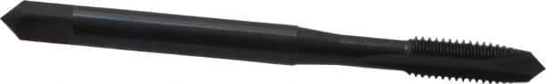 OSG - M5x0.80 Metric Coarse, 2 Flute, Oxide Finish, High Speed Steel Spiral Point Tap - Plug Chamfer, Right Hand Thread, 2-3/8" OAL, 7/8" Thread Length, 0.194" Shank Diam, 6H Class of Fit, Series 142 - Exact Industrial Supply