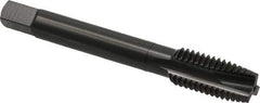 OSG - M12x1.75 Metric Coarse, 3 Flute, Oxide Finish, High Speed Steel Spiral Point Tap - Plug Chamfer, Right Hand Thread, 3-3/8" OAL, 1-21/32" Thread Length, 0.367" Shank Diam, 6H Class of Fit, Series 142 - Exact Industrial Supply