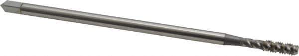 OSG - #8-32 UNC 3 Flute H3 Bright Finish High Speed Steel Spiral Flute Extension Tap - Bottoming Chamfer, 4" OAL, 2B Class of Fit - Exact Industrial Supply