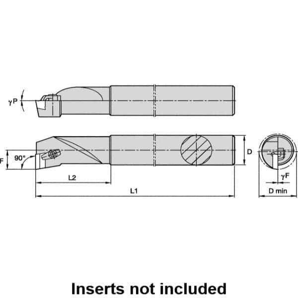 Kennametal - 6mm Min Bore Diam, 60mm OAL, 6mm Shank Diam, S-CBFP Indexable Boring Bar - 16mm Max Bore Depth, BP.. Insert, Clamp Holding Method - Industrial Tool & Supply