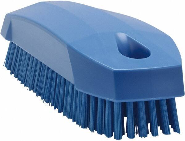 Vikan - 0.7" Bristle Length, Polyester Scrub Brush - 1-1/2" Wide Head, 4-1/2" OAL, Blue, Polypropylene Block - Industrial Tool & Supply