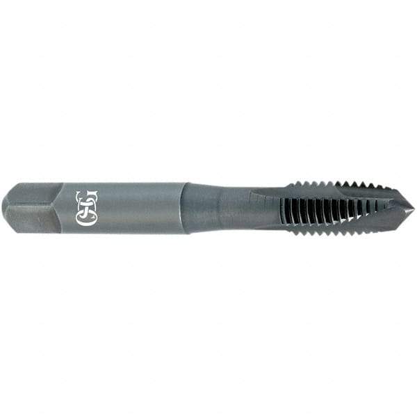 OSG - #8-32 UNC, 3 Flute, Oxide Finish, Vanadium High Speed Steel Spiral Point Tap - Plug Chamfer, Right Hand Thread, 2-1/8" OAL, 3/4" Thread Length, 0.168" Shank Diam, 2B Class of Fit, Series 300 - Exact Industrial Supply