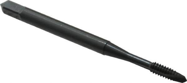 OSG - #4-40 UNC, 2 Flute, Oxide Finish, Vanadium High Speed Steel Spiral Point Tap - Plug Chamfer, Right Hand Thread, 1-7/8" OAL, 9/16" Thread Length, 0.141" Shank Diam, Series 300 - Exact Industrial Supply