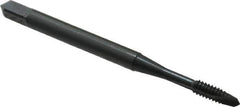 OSG - #4-40 UNC, 2 Flute, Oxide Finish, Vanadium High Speed Steel Spiral Point Tap - Plug Chamfer, Right Hand Thread, 1-7/8" OAL, 9/16" Thread Length, 0.141" Shank Diam, Series 300 - Exact Industrial Supply
