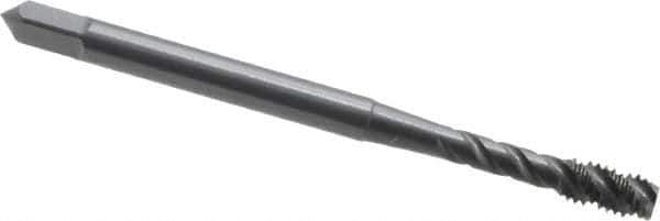 OSG - #4-40 UNC, 3 Flute, 45° Helix, Modified Bottoming Chamfer, Oxide Finish, Vanadium High Speed Steel Spiral Flute STI Tap - Right Hand Flute, 1-7/8" OAL, 0.141" Shank Diam, 9/16" Thread Length, Series 302 - Exact Industrial Supply