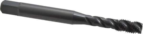 OSG - #10-32 UNF, 3 Flute, 45° Helix, Modified Bottoming Chamfer, Oxide Finish, Vanadium High Speed Steel Spiral Flute STI Tap - Right Hand Flute, 2-3/8" OAL, 0.194" Shank Diam, 7/8" Thread Length, Series 302 - Exact Industrial Supply
