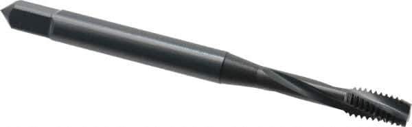 OSG - #6-32 UNC, 3 Flute, 15° Helix, Modified Bottoming Chamfer, Oxide Finish, Powdered Metal Spiral Flute STI Tap - Right Hand Flute, 2" OAL, 0.194" Shank Diam, 7/8" Thread Length, Series 315 - Exact Industrial Supply