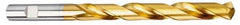 OSG - 23/32" 130° Cobalt Jobber Drill - TiN Finish, Right Hand Cut, Spiral Flute, Straight Shank, 9-9/32" OAL, Standard Point - Industrial Tool & Supply