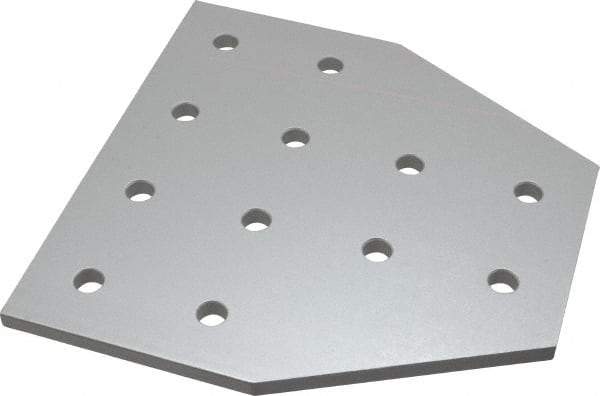 80/20 Inc. - 6" Wide, 6" High, Open Shelving 12 Hole Tee Plate - Aluminum, Use with Series 15 & Bolt Kit 3320 or 3325 - Industrial Tool & Supply