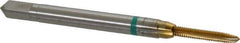 Guhring - M2x0.40 Metric Coarse, 3 Flute, TiN Finish, Cobalt Spiral Point Tap - Plug Chamfer, Right Hand Thread, 1-3/4" OAL, 7/16" Thread Length, 0.141" Shank Diam, 6H Class of Fit, Series 3915 - Exact Industrial Supply