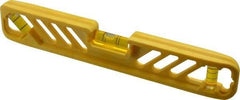 Empire Level - Magnetic 9" Long 3 Vial Torpedo Level - Polycast, Yellow, 1 45°, 1 Level & 1 Plumb Vials - Industrial Tool & Supply