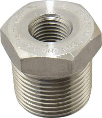 Merit Brass - 3/4 x 1/4" Grade 316/316L Stainless Steel Pipe Hex Bushing - MNPT x FNPT End Connections, 3,000 psi - Industrial Tool & Supply