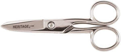 Heritage Cutlery - 1-7/8" LOC, 5-1/4" OAL Carbon Nickel Plated Standard Scissors/Shears - Right Hand, Steel Straight Handle, For Electrical - Industrial Tool & Supply