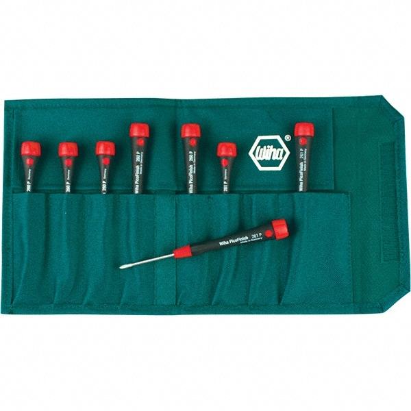 Wiha - 8 Piece Slotted & Phillips Screwdriver Set - Comes in Canvas Pouch - Industrial Tool & Supply