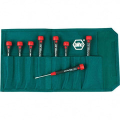 Wiha - 8 Piece Slotted & Phillips Screwdriver Set - Comes in Canvas Pouch - Industrial Tool & Supply