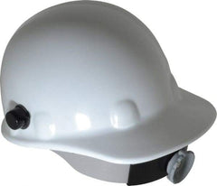 Fibre-Metal - ANSI Type I, Class G Rated, 8-Point, Ratchet Adjustment Hard Hat - Size 6-1/2 to 8, White, Standard Brim - Industrial Tool & Supply