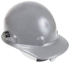 Fibre-Metal - ANSI Type I, Class G Rated, 8-Point, Ratchet Adjustment Hard Hat - One Size Fits Most, Gray, Standard Brim - Industrial Tool & Supply