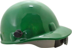 Fibre-Metal - ANSI Type I, Class G Rated, 8-Point, Ratchet Adjustment Hard Hat - Size 6-1/2 to 8, Green, Standard Brim - Industrial Tool & Supply