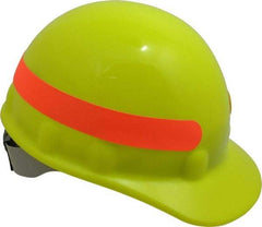Fibre-Metal - ANSI Type I, Class E Rated, 8-Point, Ratchet Adjustment Hard Hat - Size 6-5/8 to 7-3/4, Hi-Viz Yellow, Standard Brim - Industrial Tool & Supply