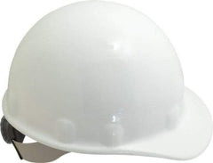 Fibre-Metal - ANSI Type I, Class E Rated, 8-Point, Ratchet Adjustment Hard Hat - Size 6-1/2 to 8, White, Standard Brim - Industrial Tool & Supply