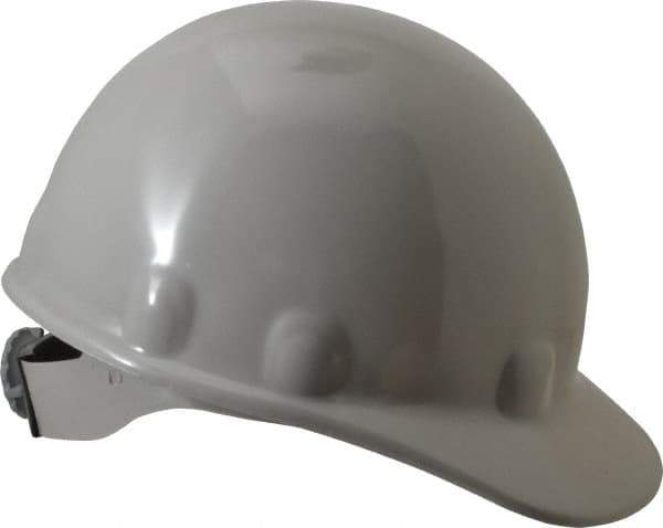 Fibre-Metal - ANSI Type I, Class E Rated, 8-Point, Ratchet Adjustment Hard Hat - Size 6-1/2 to 8, Gray, Standard Brim - Industrial Tool & Supply