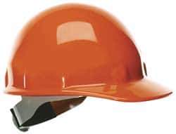 Fibre-Metal - ANSI Type I, Class E Rated, 8-Point, Ratchet Adjustment Hard Hat - Size 6-1/2 to 8, Red, Standard Brim - Industrial Tool & Supply