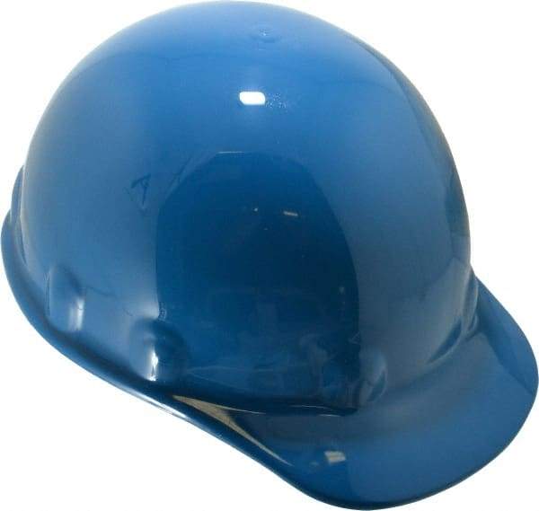 Fibre-Metal - ANSI Type I, Class E Rated, 8-Point, Ratchet Adjustment Hard Hat - Size 6-1/2 to 8, Blue, Standard Brim - Industrial Tool & Supply