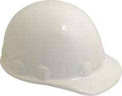 Fibre-Metal - ANSI Type I, Class E Rated, 8-Point, Ratchet Adjustment Hard Hat - Size 6-1/2 to 8, White, Standard Brim - Industrial Tool & Supply