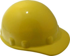 Fibre-Metal - ANSI Type I, Class E Rated, 8-Point, Ratchet Adjustment Hard Hat - Size 6-1/2 to 8, Yellow, Standard Brim - Industrial Tool & Supply