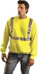 OccuNomix - Size 2XL, Yellow, High Visibility, Long Sleeve SweatPocket, - 46 to 49" Chest, Cotton/Poly Blend - Industrial Tool & Supply