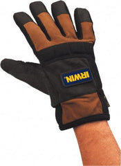 Irwin - Size M Foam Padding/Terry Cloth (Thumb) Abrasion Protection & Cut & Puncture Resistant Work Gloves - For Work & Driver, Uncoated, Slip-On Cuff, Full Fingered, Brown/Black, Paired - Industrial Tool & Supply