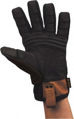 Irwin - Size XL Foam Padding/Terry Cloth (Thumb) Abrasion Protection & Cut & Puncture Resistant Work Gloves - For Work & Driver, Uncoated, Slip-On Cuff, Full Fingered, Brown/Black, Paired - Industrial Tool & Supply